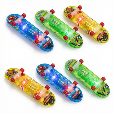 PRECORN LED Fingerskateboard Set - 6 leuchtende Mini Skateboards f. Kinder Teens