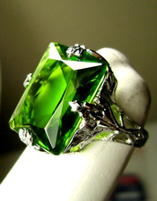 10ct Sim Peridot gem Ring Deco Leaf Filigree Sterling Silver Made To Order D15