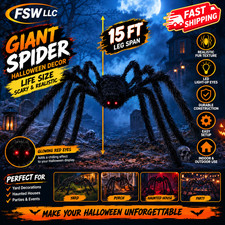 15FT Halloween Giant Spider Outdoor Decorations - Scary Large 15FT, Black