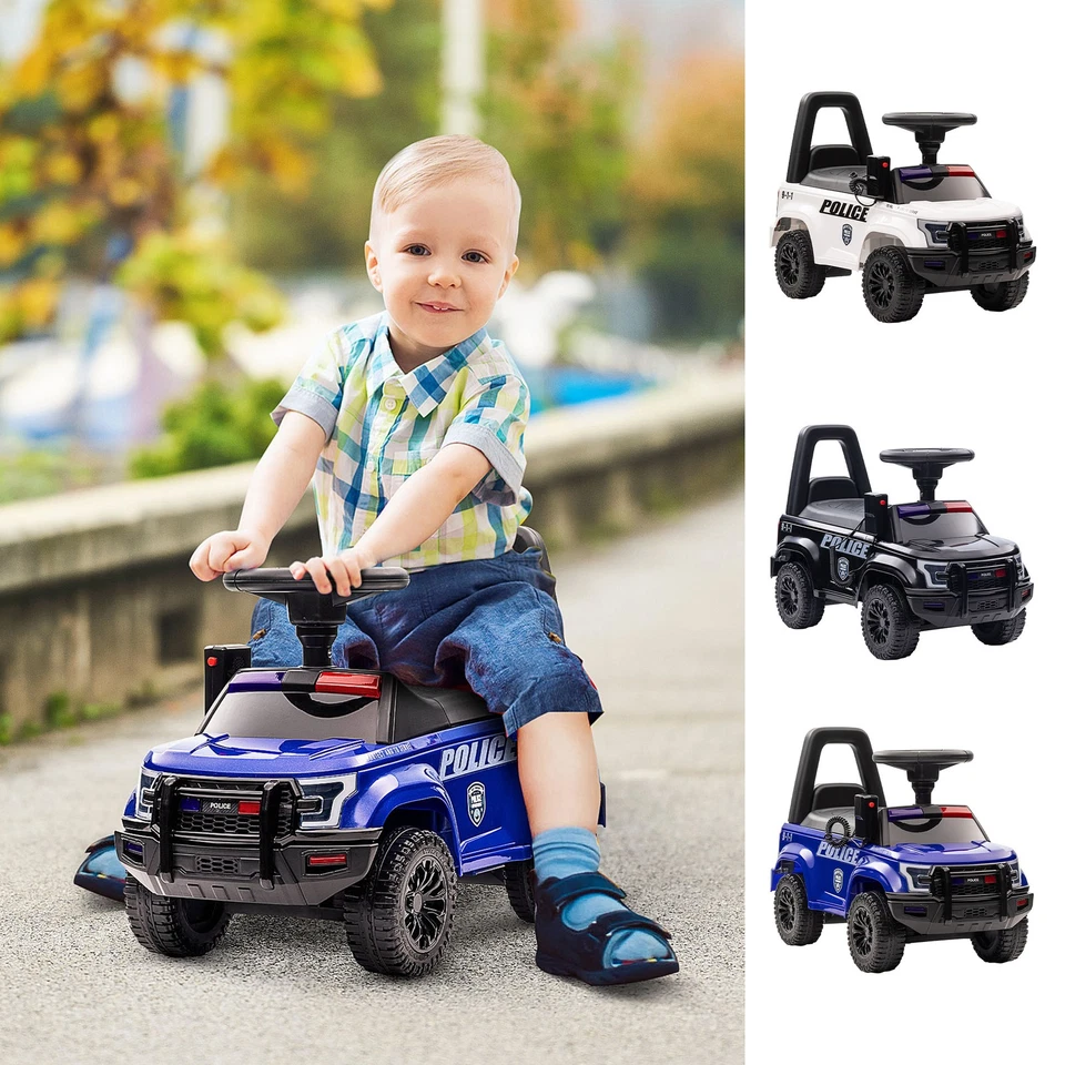 Aosom Kids Ride On Police Sliding Car W/ Storage Seat, Megaphone
