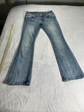 Miss Me Women  s Jeans Standard Boot Blue Bling Size 29 Distressed