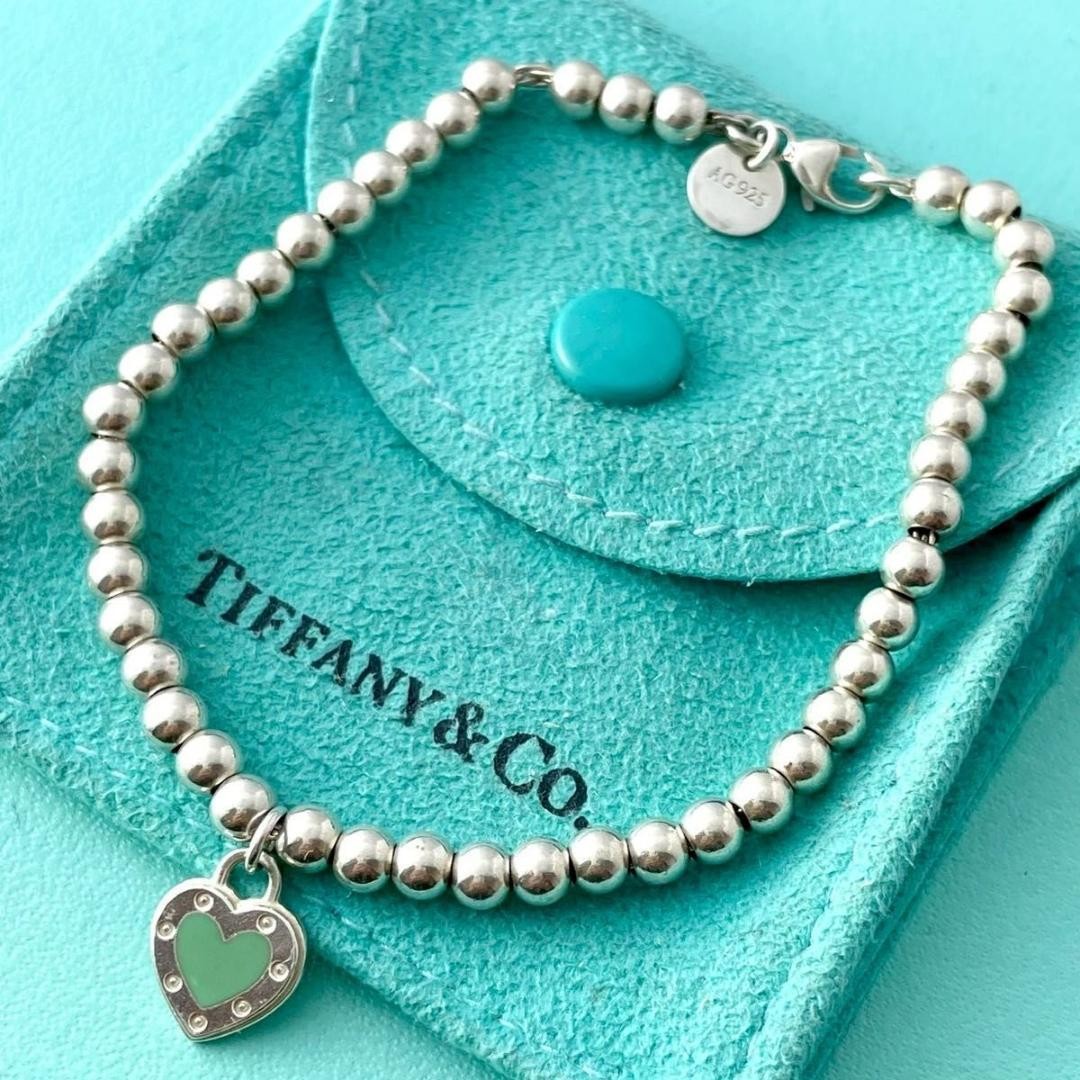 Tiffany Blue Heart Tag Beaded Bracelet Pre-Owned