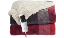 Dreamland 16773 Sherpa Heated Overblanket Single Electric Blanket Tartan Check