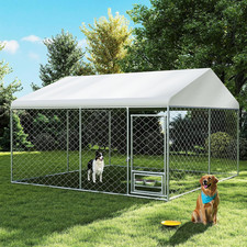 10X10 Ft Dog Kennel Outside, Outdoor Dog Kennel with Roof, Dog Kennels Outdoor w