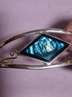 Vintage "Alpaca Mexico" Silver Bracelet-bangle- Cuff W/ Blue Abalone — photo 6