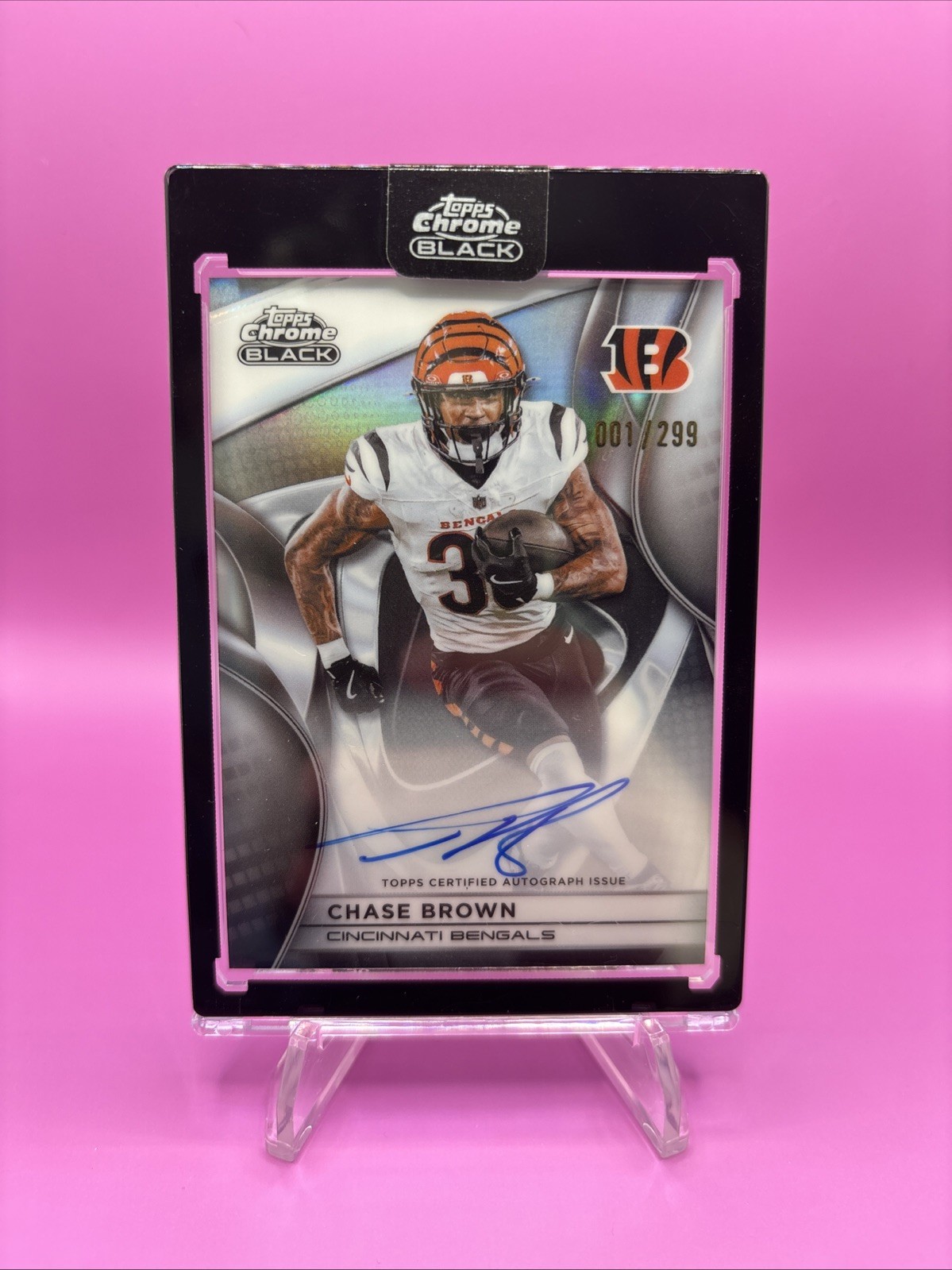 Chase Brown On Card Auto - 2025 Topps Chrome Black - First On Print!