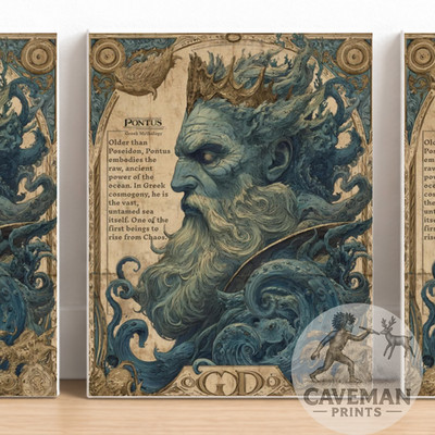Pontus Greek Mythology Wall Art Sea God Print Ancient Vintage Poster Ocean Decor