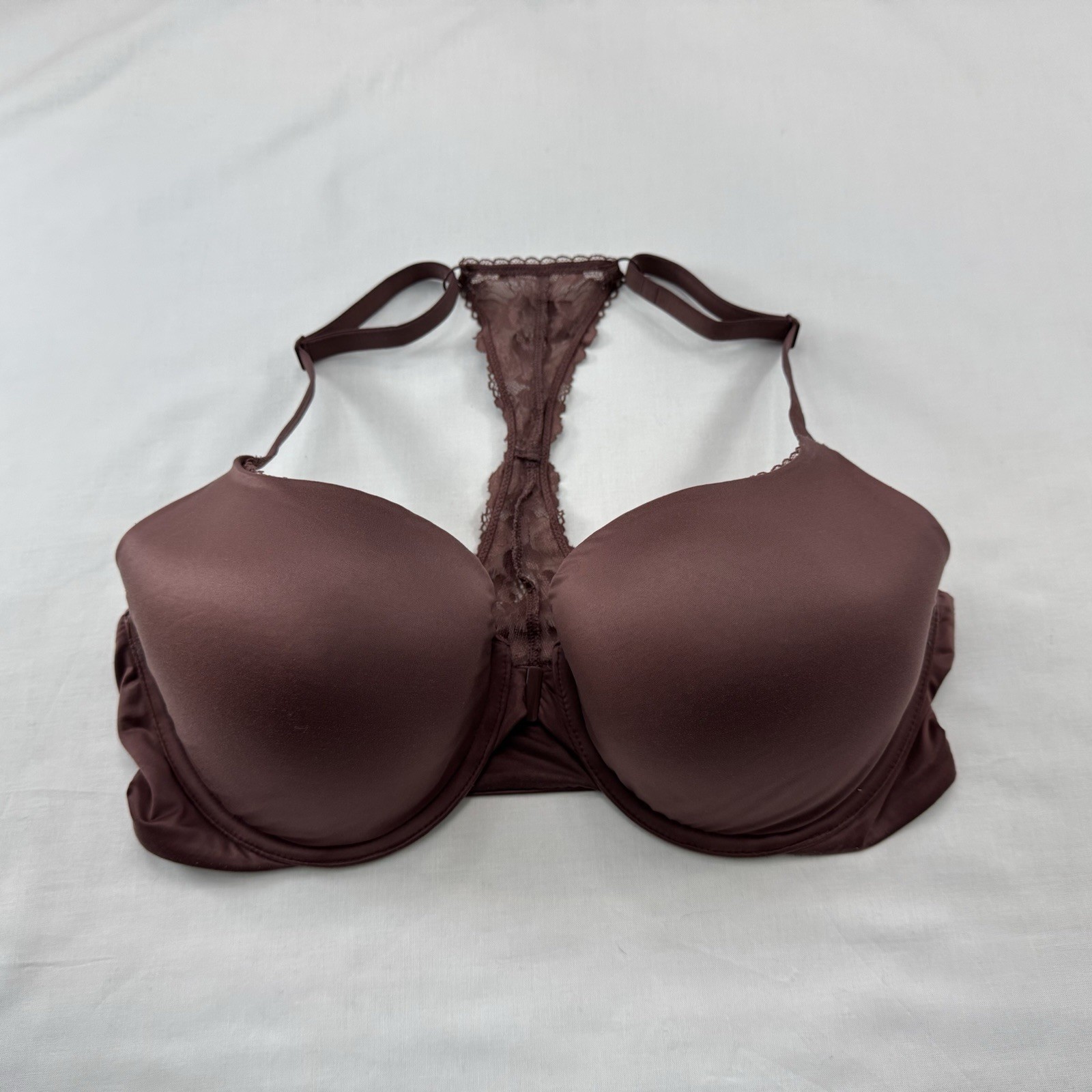 Victoria’s Secret Lined Demi Bra 36DD Racerback Maroon Underwire Front Clasp