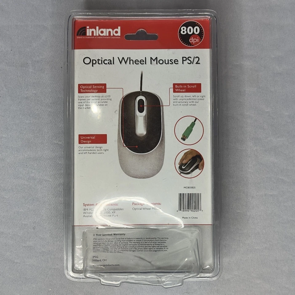 Inland Optical Wheel Mouse PS/2 800dpi New Scroll Wheel Universal Design PC XP - Image 2 of 4