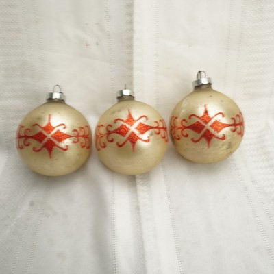 Vintage shiny bright folk art look with red mica set of 3 made in usa