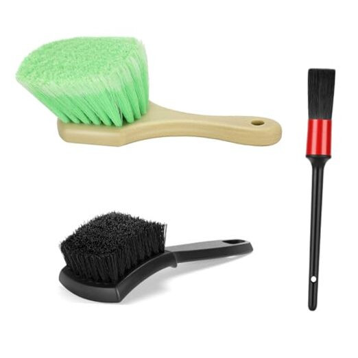 Wheel Rim & Tire Brush Set, Soft & Stiff Bristle Wash Cleaning Supplies Kit