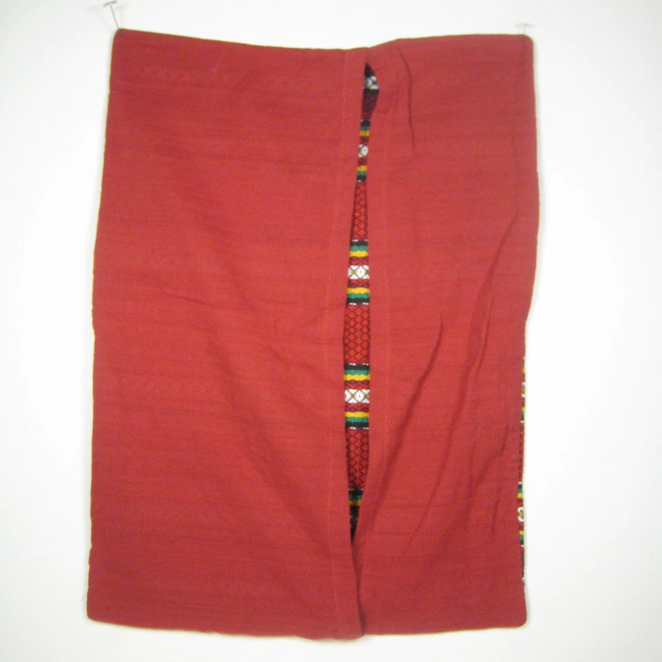Handwoven Pillowcase ONLY Tapestry Decor Weaving Table Runner Red 21.5 In Rustic - Image 3 of 4