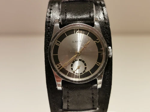 VINTAGE RARE COLLECTIBLE SMALL 28mm STEEL WW2 MILITARY GERMANY MEN'S WATCH"LACO"