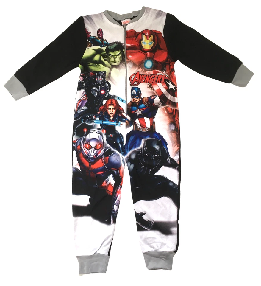 Jungen Marvel AVENGERS All in One, Schlafanzug, Schlafanzug Pyjama 3-10 Jahre Fleece
