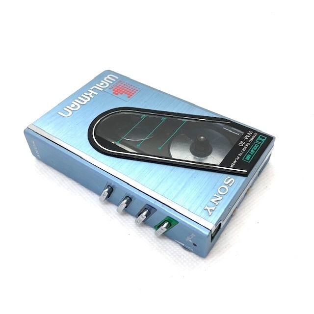 SONY Walkman WM-30 Blue Cassette Case Size with SUPER SOUND