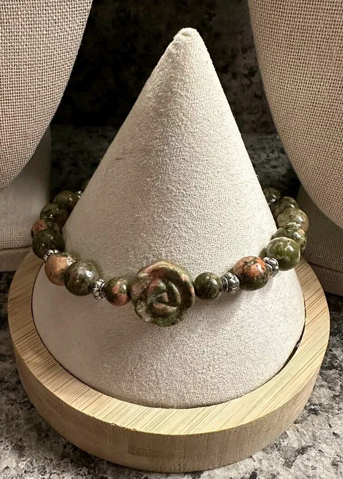 3 pc Unakite & Jadeite Jade Green & White Butterfly 2 Necklace & Bracelet Set - Image 4 of 4