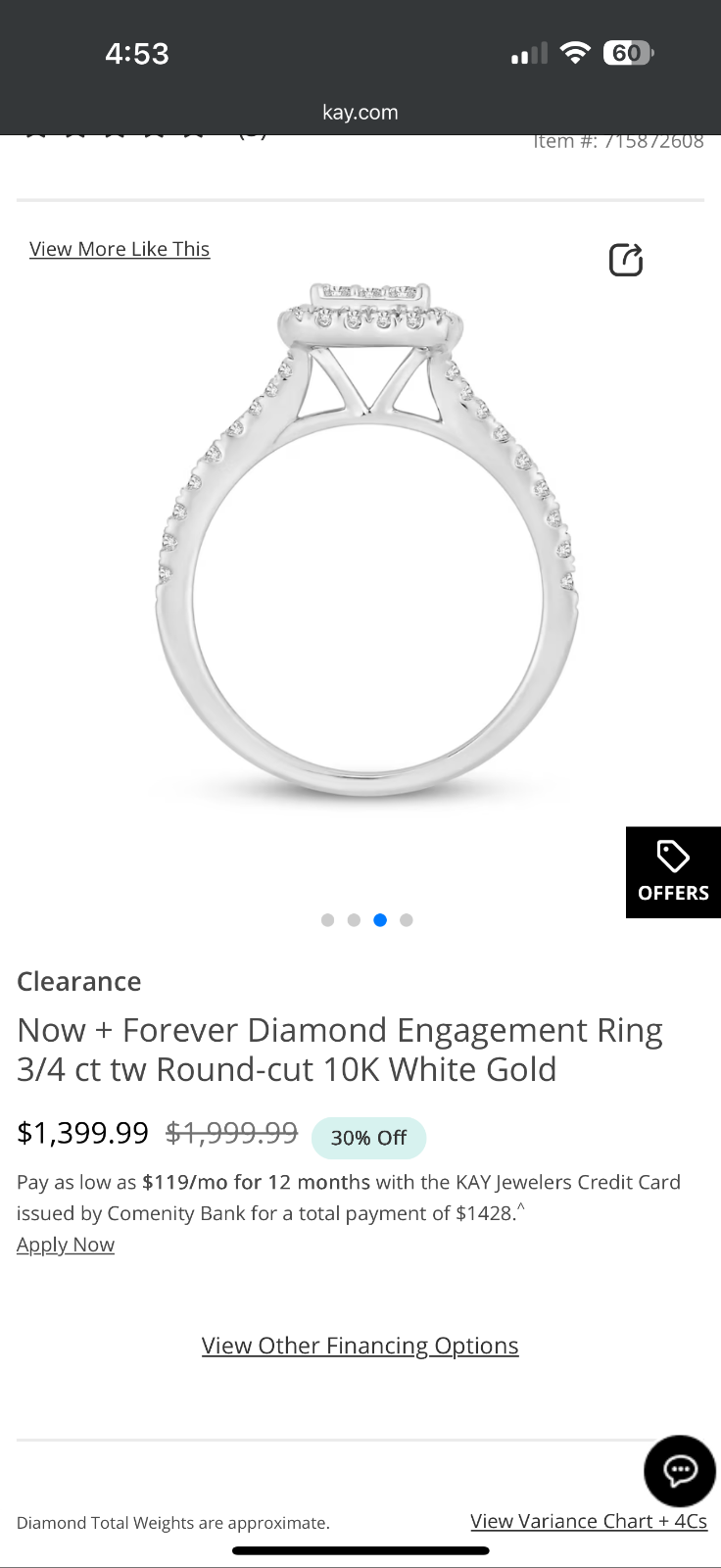 Princess Cut White Gold Engagement Ring-image