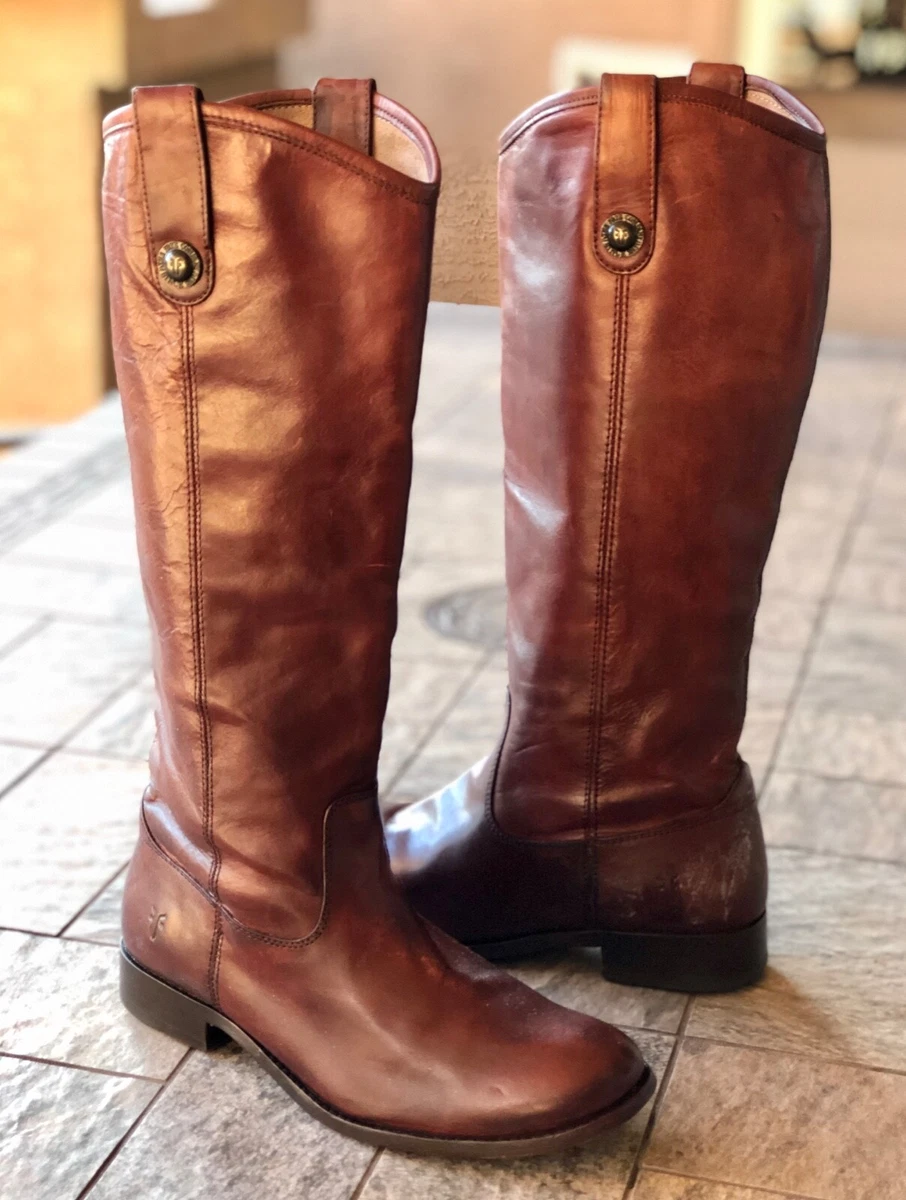 Women's cognac leather riding cheap boots