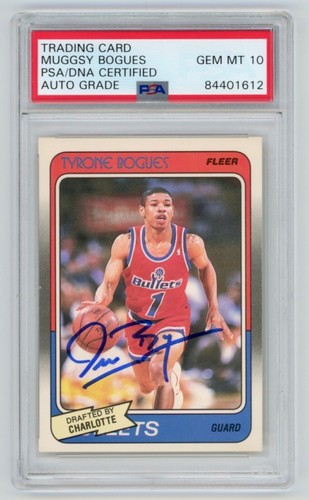 MUGGSY BOGUES Signed 1988 Fleer Basketball ROOKIE Card 13 PSA AUTO 