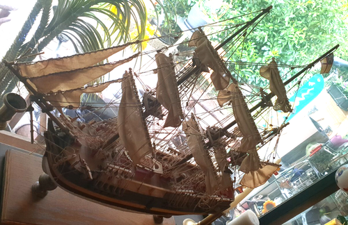 Dreimaster Handels Segelschiff Modell L 70cm H 60cm Schöne Detaillierte Arbeit - Bild 12 von 12