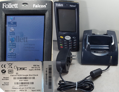 Falcon Follett 4220-1011R Laser Barcode Scanner, Slot dock, power (please read)