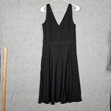 Ann Taylor Black V-neck 100% Silk Flared Women's Dress Size 6