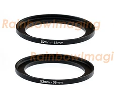 (2 Pcs) 52-58mm 52mm to 58mm Alumnium Metal Step Up Lens Filter Ring Adapter