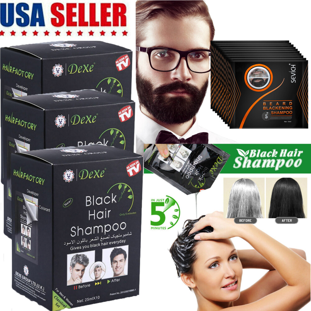 Dexe Instant 5-Min Black Hair Dye Black Shampoo White Become Black Hair Color