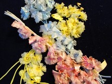 Vtg Millinery Flower Collection Pastel Blue Pink Yellow 1 1/2" w/Ve German H4477