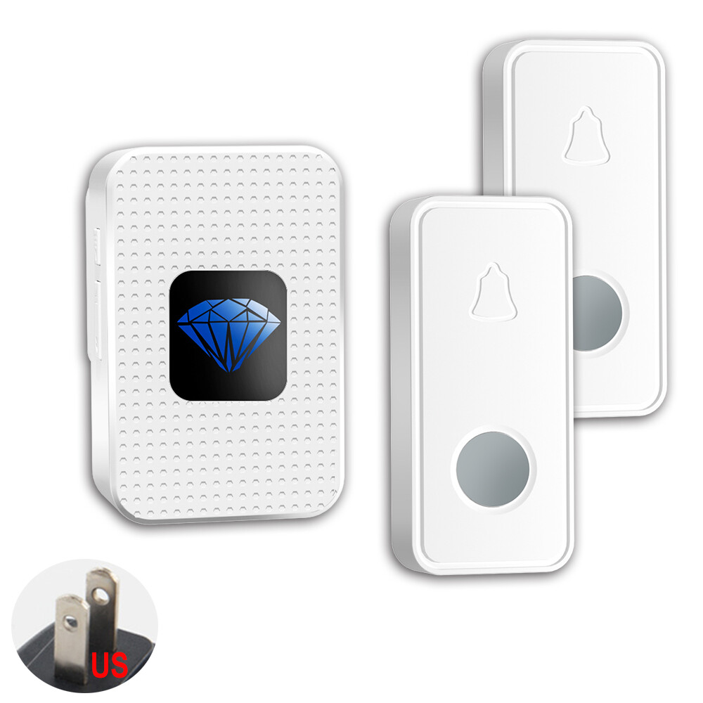Wireless Doorbell, 1,000ft Range,55 chimes,2call bell buttons+1 receiver,White