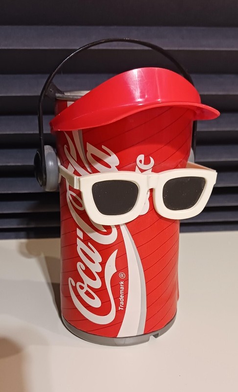 Vintage 1989 dancing Coca Cola can sunglasse, headphones and rare with hat!