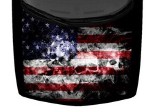 American Flag Patriotic Skulls Truck Hood Wrap Vinyl Car Graphic Decal 58