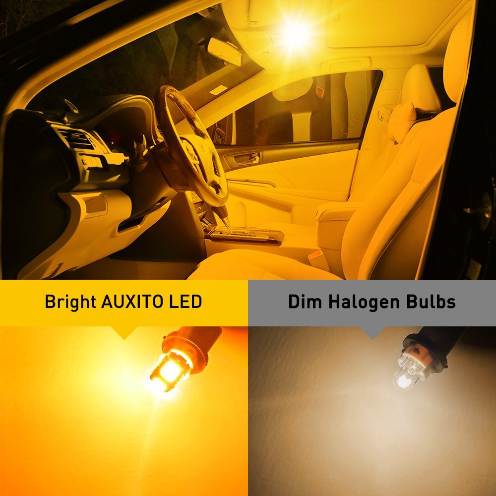 10X AUXITO Amber 175 2825 Light Bulb Super Bright 168 194 T10 LED Parking 3000K