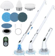 Dual Speed Electric Spin Scrubber Cordless Power Brush 6 Heads with Handle USA