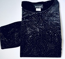 Blouse Black Briggs Embellished Special Occasion -XL Silver Glistening Shimmer