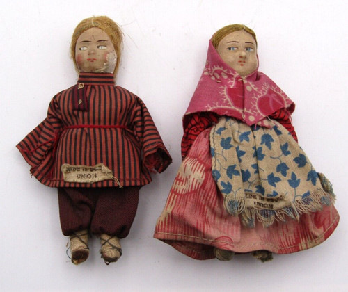 ANTIQUE SOVIET UNION MADE SOUVENIR DOLLS PAIR 4 EARLY 1900s G2U