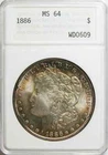 1886 Morgan Silver Dollar ANACS MS-64 ANA Old Soapbox Holder