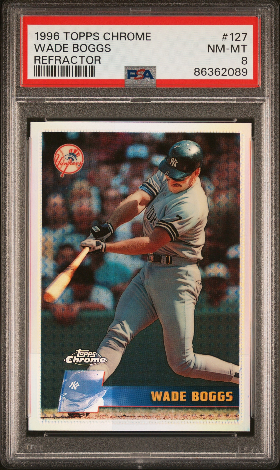 1996 TOPPS CHROME REFRACTOR #127 WADE BOGGS PSA 8
