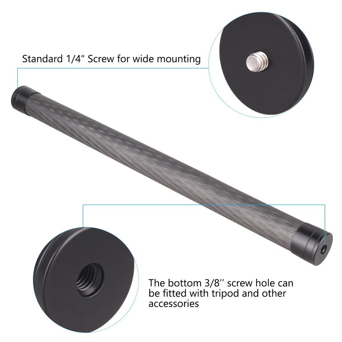 48CM Carbon Fiber Extension Pole Gimbal Rod Handheld Stick for DJI Ronin-S/SC/Os