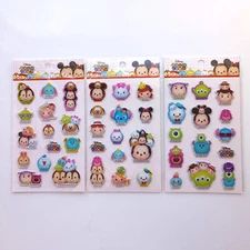 Set of 3 Disney Tsum Tsum Dimensional Stickers, Stitch, Marie, Cheshire Cat