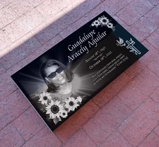 12x24x0.45 inch Human Headstone, Tombstone, Grave Marker, Diamond Engraved