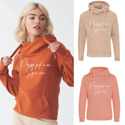 Pumpkin Spice Script Cross Neck Hoodie JH021 Autumn Hoody