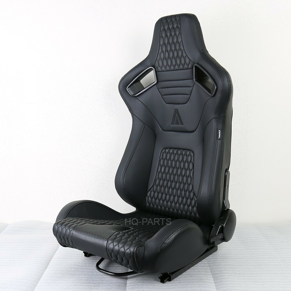 2 X TANAKA PREMIUM BLACK CARBON PVC LEATHER RACING SEATS