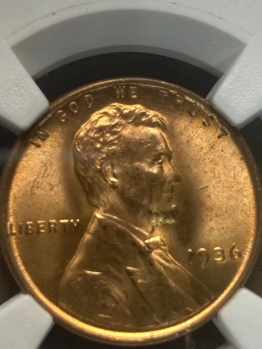 1936 (P) BU LINCOLN WHEAT CENT, NGC slabbed MS66 Red, Very high quality, #6