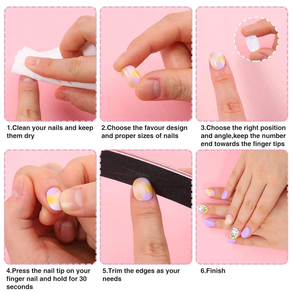 120 Stück Nägel Zum Aufkleben Für Kinder, Selbstklebende Künstliche Fingernägel - Bild 3 von 4