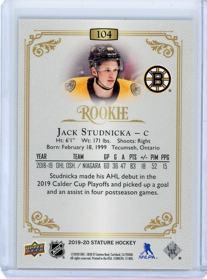2019-20 Stature Rookie Green /149 JACK STUDNICKA No. 104! - Image 2 of 2