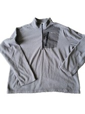 Eddie Bauer Sweater Mens XLarge Gray Polyester 1/4 Zip Mock Neck Fleece Logo