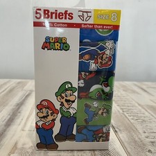 Nintendo Super Mario Bros 5 Pack Briefs Character Underwear Size 8 Boxed NIB