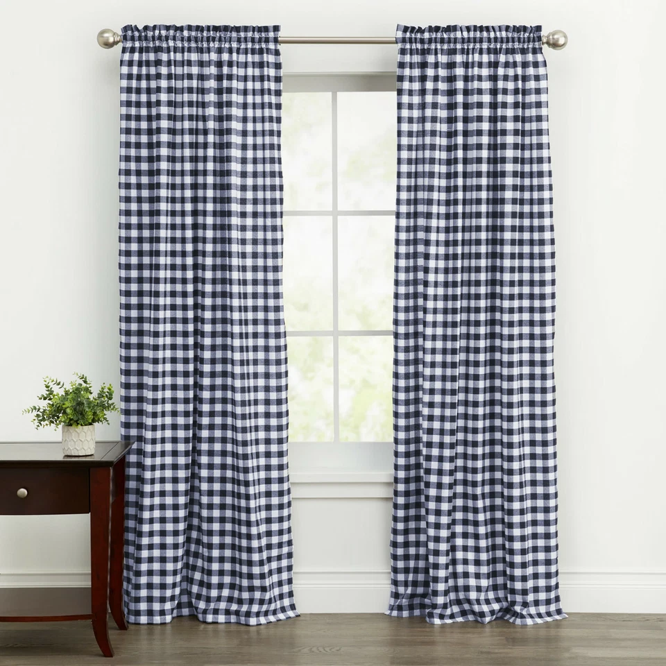 Cortinas xadrez Gingham Kate Aurora Country Farmhouse - Cores e tamanhos variados - Imagem 4 de 4