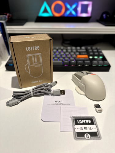 Lofree Touch Wireless Mouse - Beige/Orange - OLED Screen - New Open Box